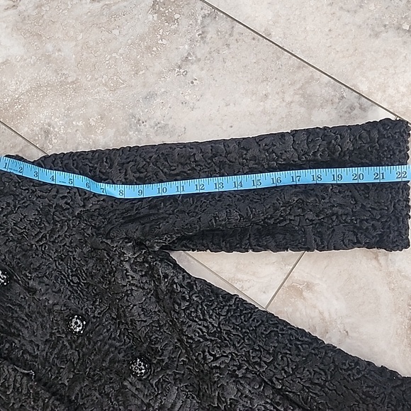 VINTAGE REAL FUR PERSIAN LAMB FOX FUR COLLAR LINED COAT EUC - Picture 14 of 15